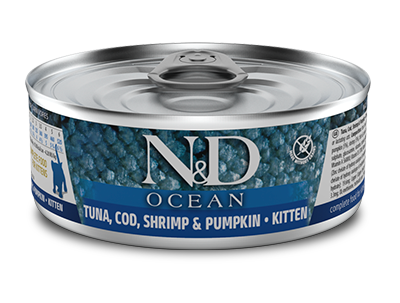 Farmina N&D Wet Ocean Cat Tuna Cod Shrimp & Pumpkin Kitten, 80g