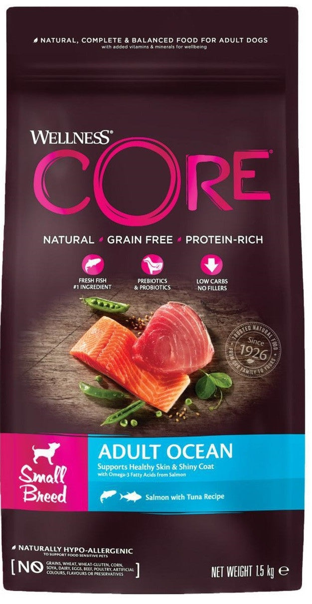 Wellness CORE Small Breed Adult Original Salmon with Tuna Recipe Dry Dog Food, 1.5 Kg