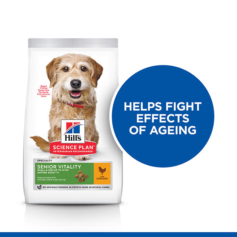 Hill’s Science Plan Senior Vitality Small & Mini Mature Adult 7+ Dog Food With Chicken & Rice 1.5 Kg