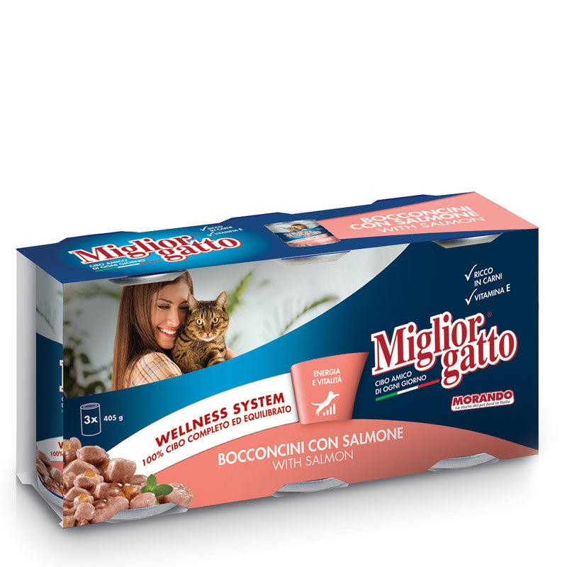 Migliorgatto Trio Chunks with Salmon Cat Food, 405g