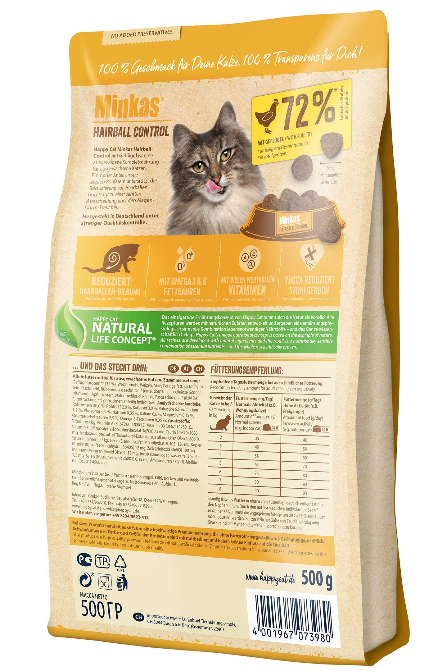 Happy Cat Minkas Hairball Control 0.5 Kg