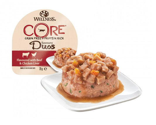 Wellness CORE Savoury Duos Flavoured with Beef and Chicken Liver for Cat, 79g