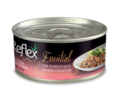 Reflex Plus Essential Kitten with Tuna in Broth with Salmon Cat Wet Food, 70g