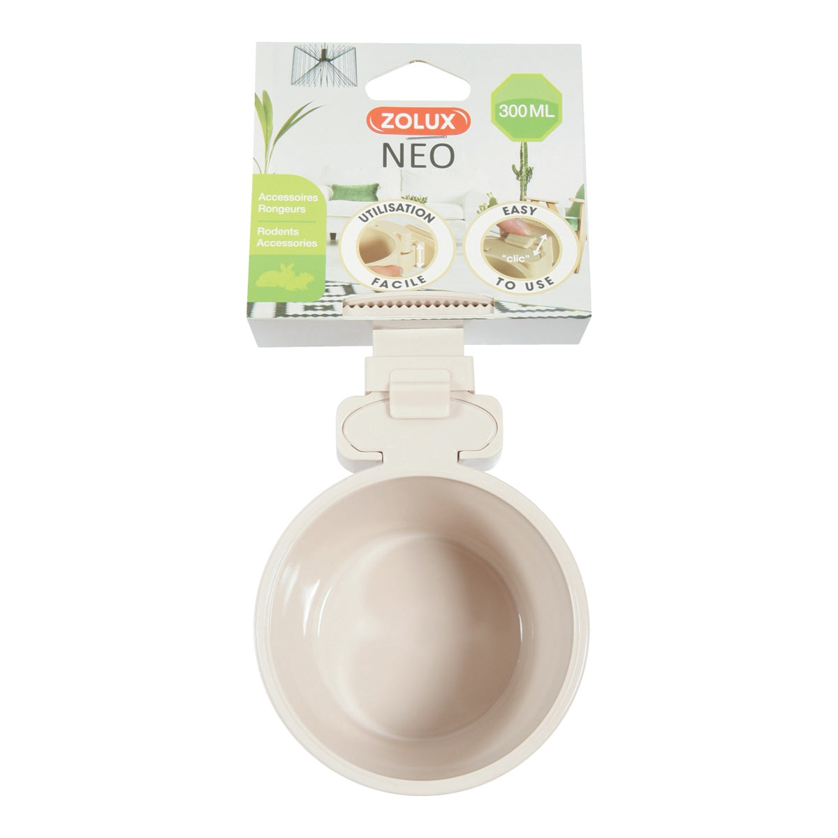 NEO Rodent Cage Plastic Feeder - Beige 300ml