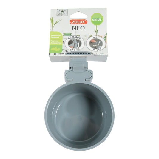 NEO Rodent Cage Plastic Feeder - Grey 500ml