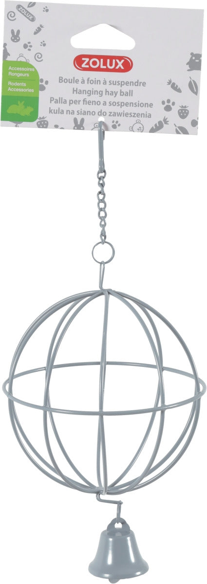 METALLIC HANGING HAY BALL GREY 10cm dia.