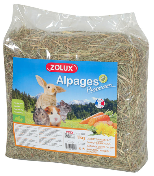 PREMIUM ALPINE HAY WITH CARROT & DANDELION 1 KG