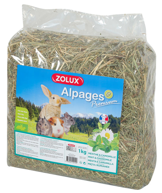 PREMIUM ALPINE HAY WITH MINT & CHAMOMILE 1 KG