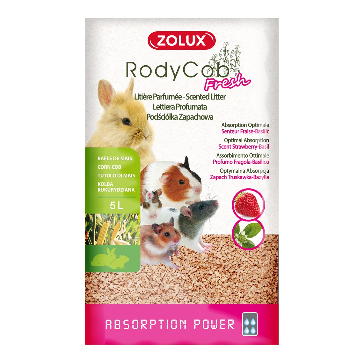 Rodent Litter RodyCob Strawberry-Basil 5 L