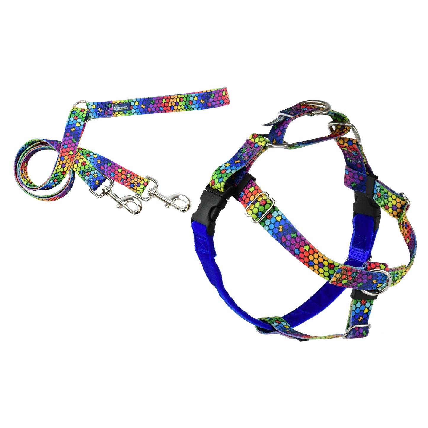 RAINBOW FREEDOM NO PULL HARNESS AND LEASH - XS