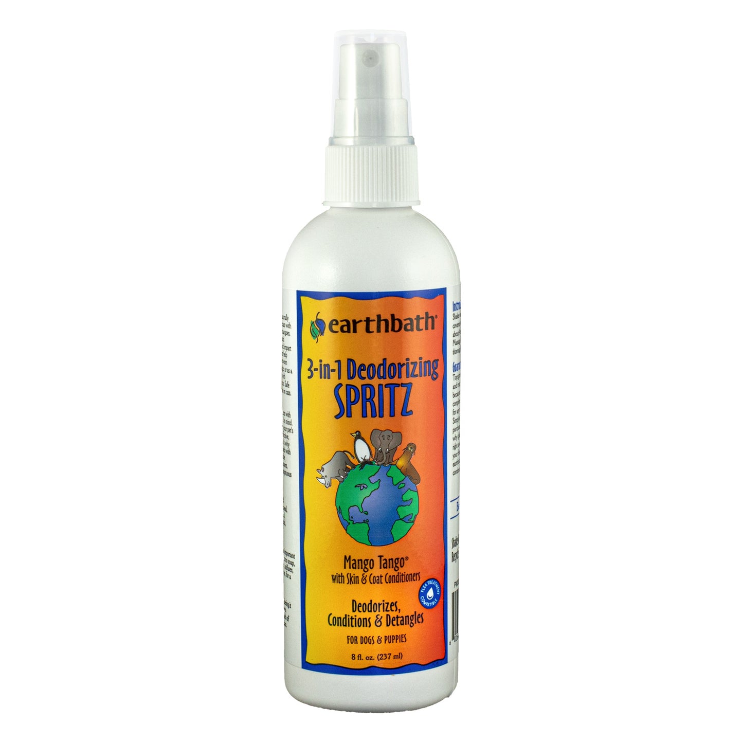 earthbath® 3-IN-1 Deodorizing Spritz, Mango Tango® with Skin & Coat Conditioners, Made in USA, 8 oz pump spray