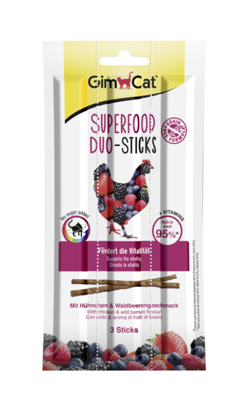 GimCat Duo-Sticks Chicken & Forest Berries, 3 Pcs