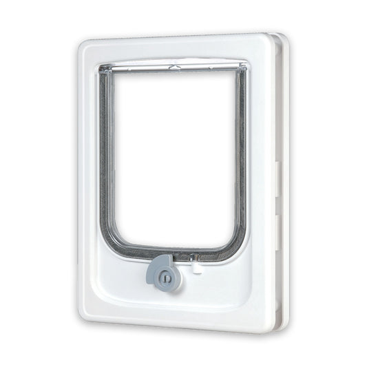 Cat-flap for Wooden Door - 4 Position White