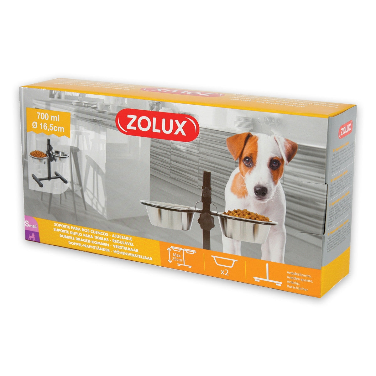 Adjustable Stand with Stainless Steel Dog Bowls 0.7L, Zolux