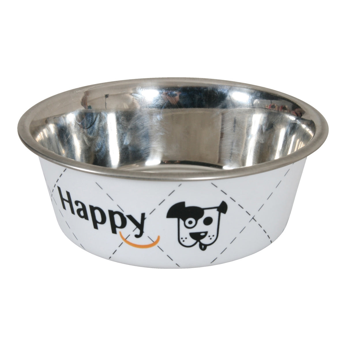 Happy Stainless Steel Dog Bowls - White 0.4L