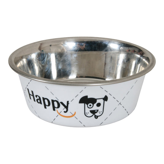 Happy Stainless Steel Dog Bowls - White 1.5L