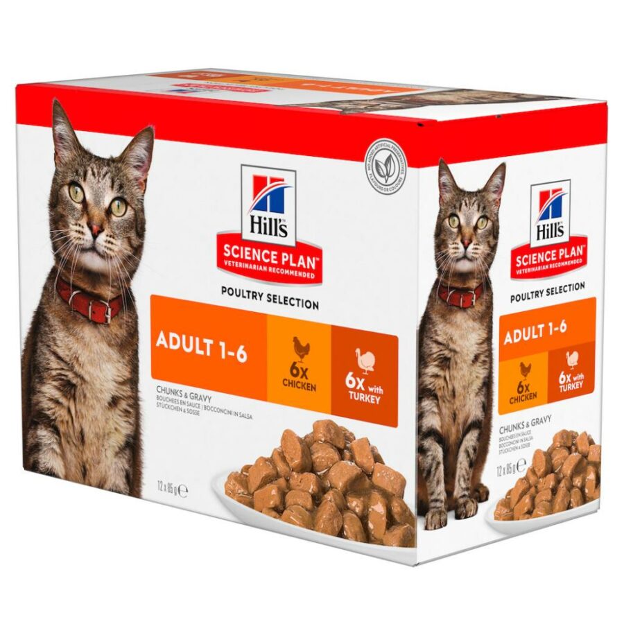 Hill’s Science Plan Adult Cat Wet Food Multipack With Chicken, Turkey Pouch (12x85g)