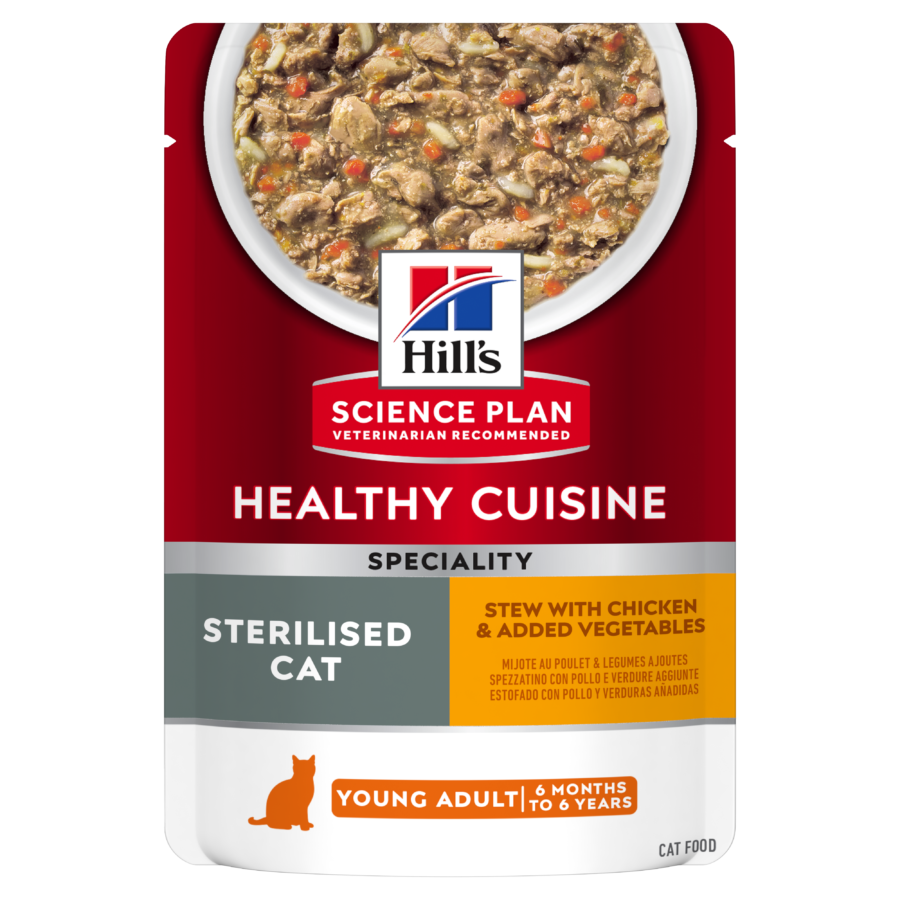 Hill’s SCIENCE PLAN HEALTHY CUISINE STERILISED CAT Adult Stew With Chicken & Added Vegetables Pouch(12x80g)