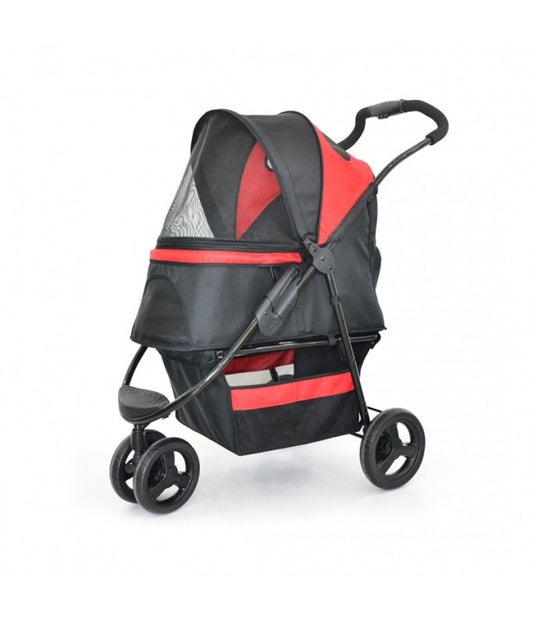 Duvo Pet Buggy Black/Red 87.5x51.5x110cm