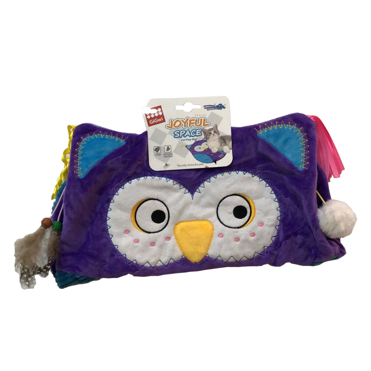 Cat Play Mat Owl With Crinkle Paper & Catnip Bag