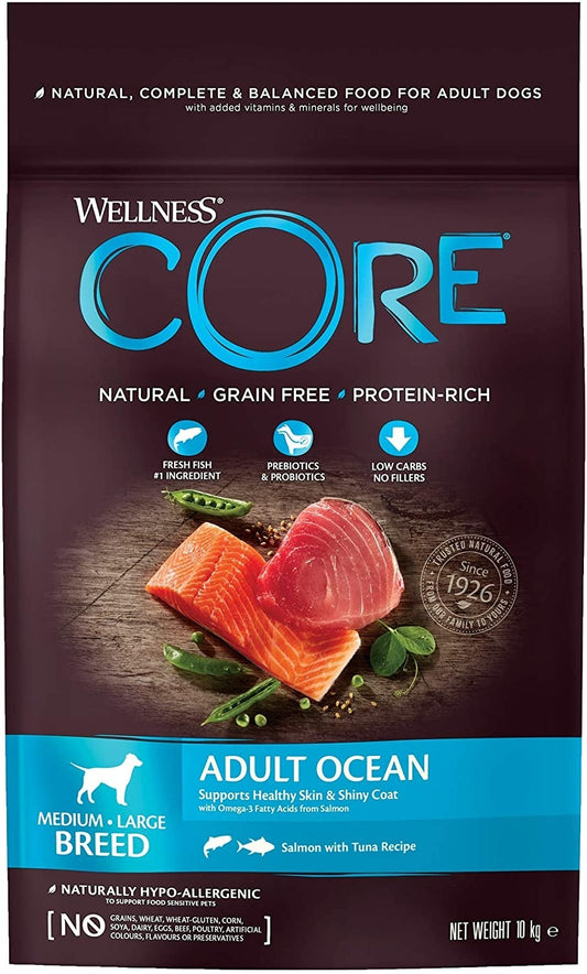 Wellness CORE Ocean Medium/Large Breed Salmon & Tuna Recipe Grain Free Dry Dog Food, 10 Kg