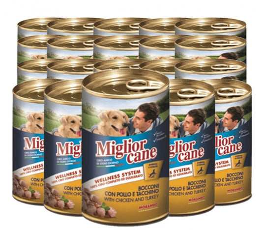 Miglior Cane Chunks with Chicken and Turkey, 405g