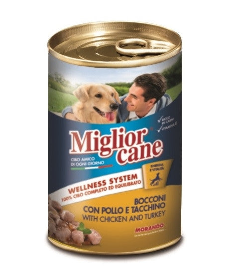 Miglior Cane Chunks with Chicken and Turkey Canned Dog Food, 1250g