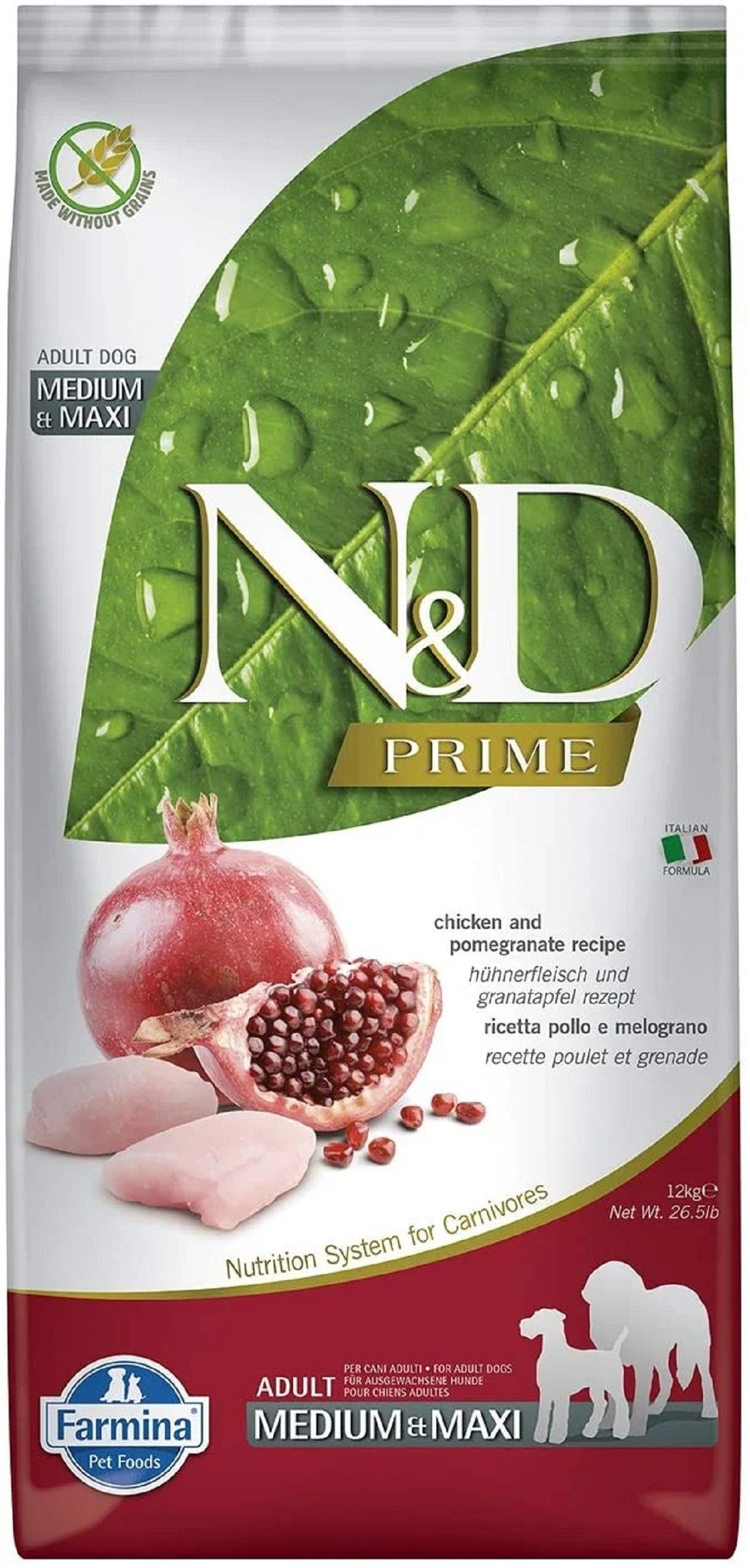 Farmina N&D Prime Chicken & Pomegranate Adult Medium & Maxi Dog Food, 12 Kg