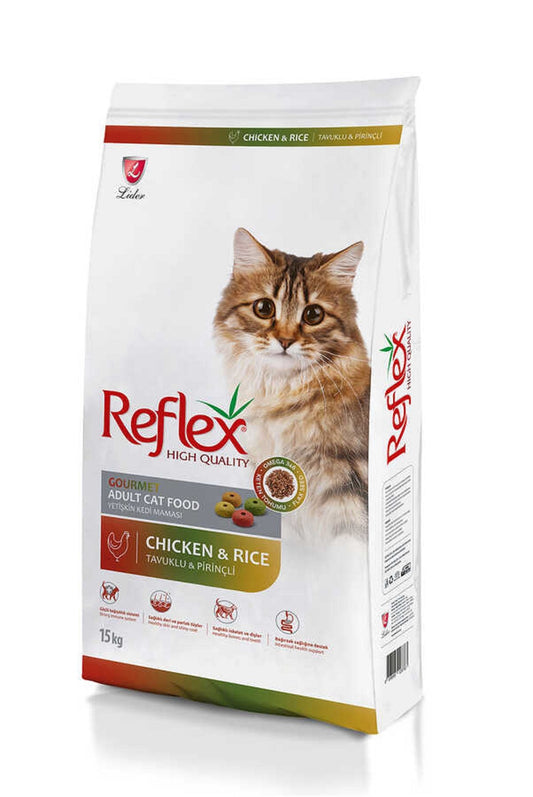 Reflex High Quality Adult Cat Food With Gourmet Chicken and Rice, 15 Kg