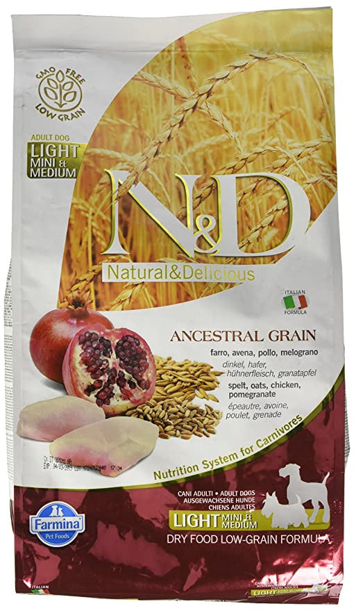 Farmina N&D Low Grain Chicken and Pomegranade Light Adult Food, 2.5 Kg