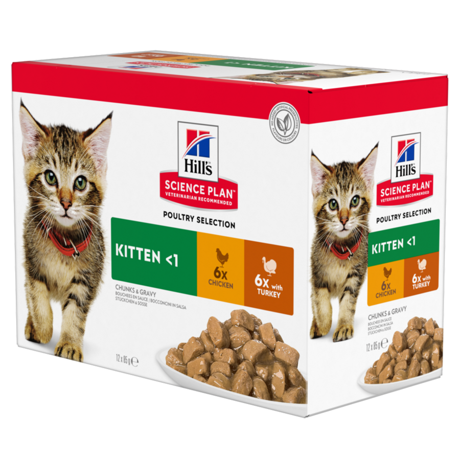 Hill’s Science Plan Kitten Wet Food Multipack Chicken & Turkey Flavour Pouch (12x85g)