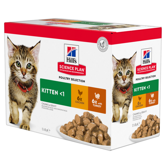 Hill’s Science Plan Kitten Wet Food Multipack Chicken & Turkey Flavour Pouch (12x85g)