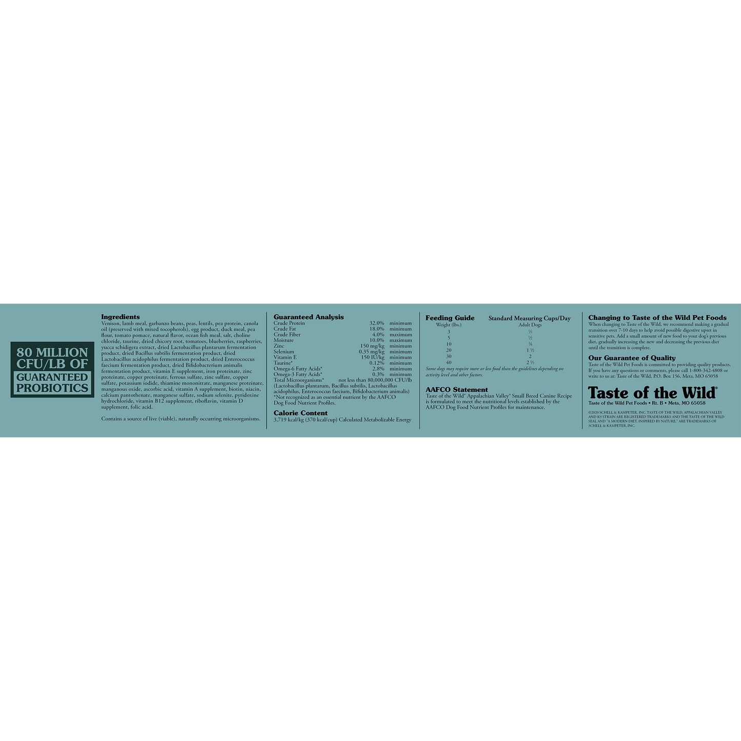 Taste of the Wild, Appalachian Valley small breed Canine 2.27 Kg