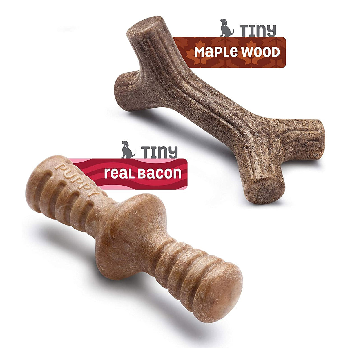 Benebone Puppy 2-Pack Maplestick/Zaggler Bacon Tiny