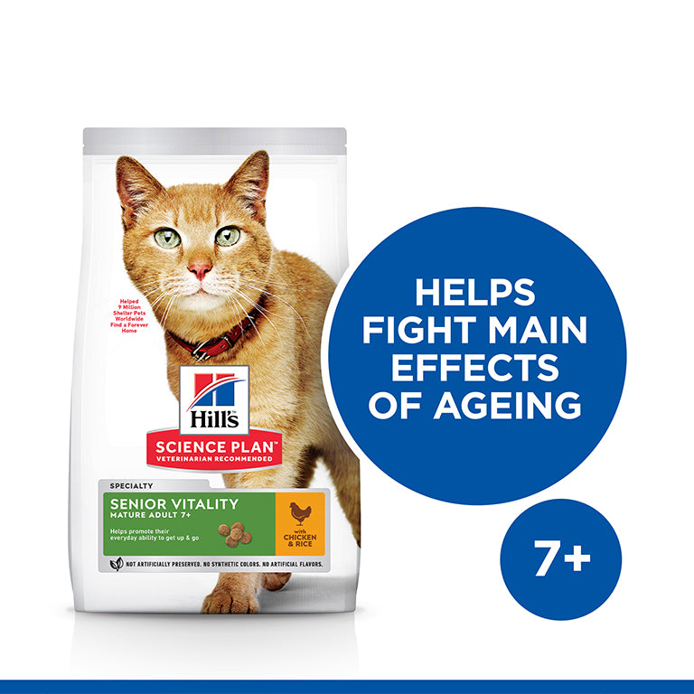 Hill’s Science Plan Senior Vitality Mature Adult 7+ Cat Food With Chicken & Rice (300g)