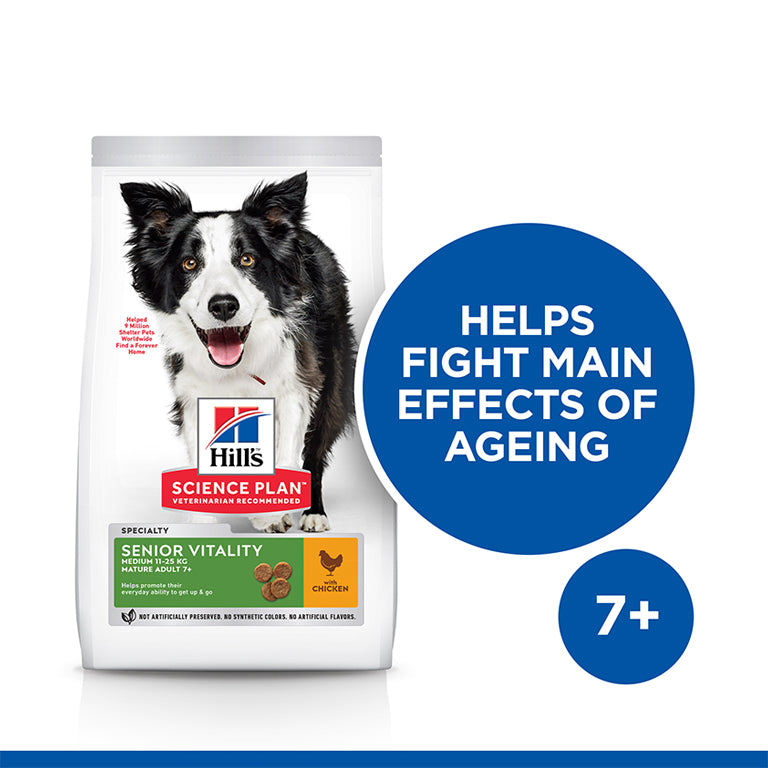 Hill’s Science Plan Senior Vitality Medium Mature Adult 7+ Dog Food With Chicken & Rice (14kg)