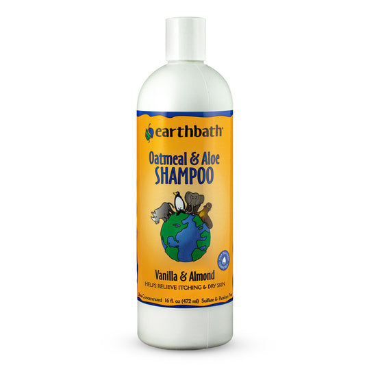 earthbath® Oatmeal & Aloe Shampoo, Vanilla & Almond, Helps Relieve Itchy Dry Skin, Made in USA, 16 oz