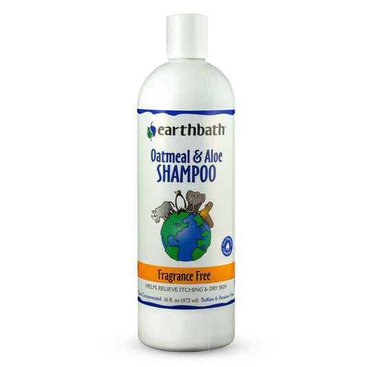 earthbath® Oatmeal & Aloe Shampoo, Fragrance Free, Helps Relieve Itchy Dry Skin, Made in USA, 16 oz