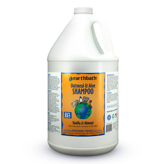 earthbath® Oatmeal & Aloe Shampoo, Vanilla & Almond, Helps Relieve Itchy Dry Skin, Made in USA, 128 oz (1 Gallon)