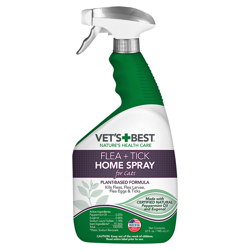 Natural Flea and Tick Home Spray for CATS, 32 oz