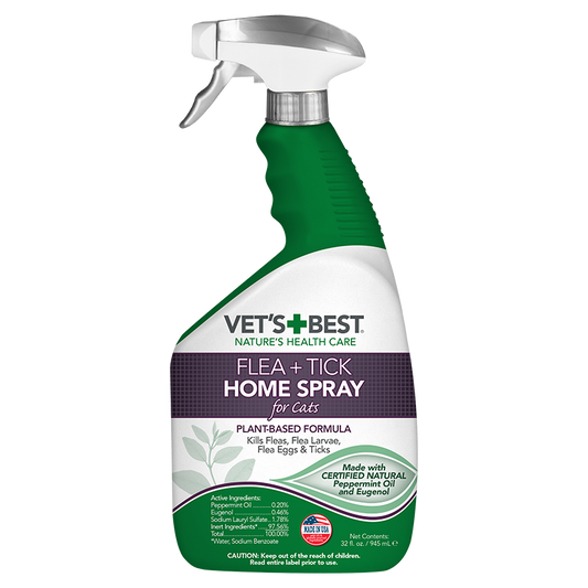 Natural Flea and Tick Home Spray for CATS, 32 oz