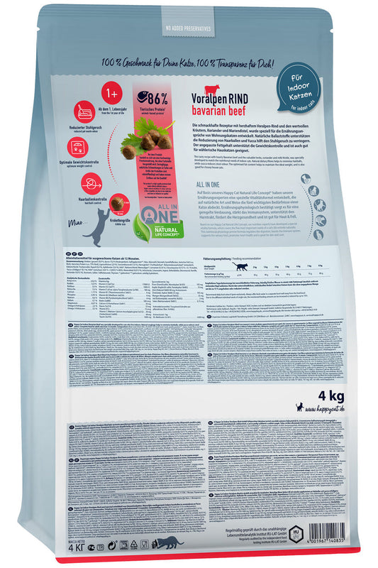 Happy Cat Indoor Adult Voralpen Rind 4 Kg