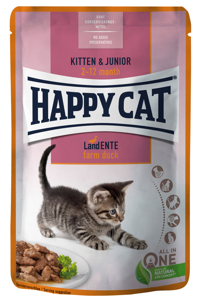 Happy Cat MIS Kitten & Junior Farm Duck (Min Order 0,085 - 24pcs)