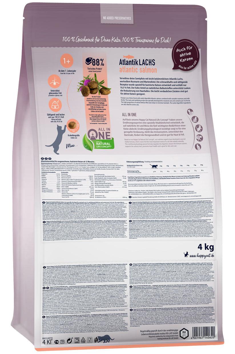 Happy Cat Adult Sterilised Atlantik Lachs Atlantic Salmon 4 Kg