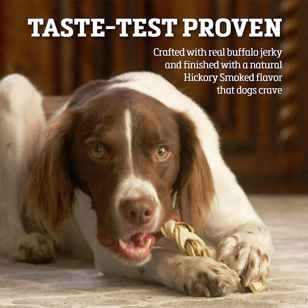 Buffalo Range Natural, Grain Free Jerky Braid Rawhide Chews for Dogs