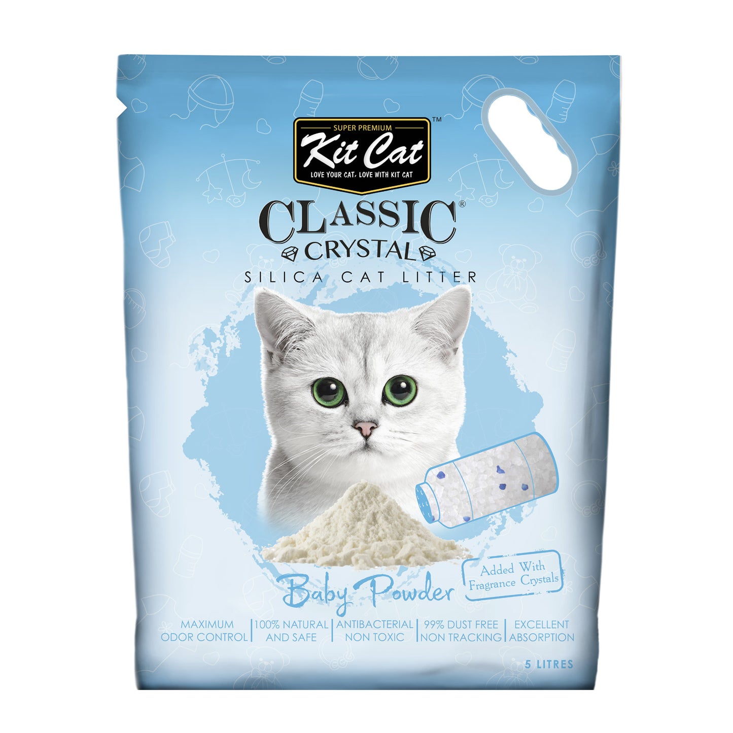 Kit Cat Classic Crystal Cat Litter – Baby Powder (5 Litres)