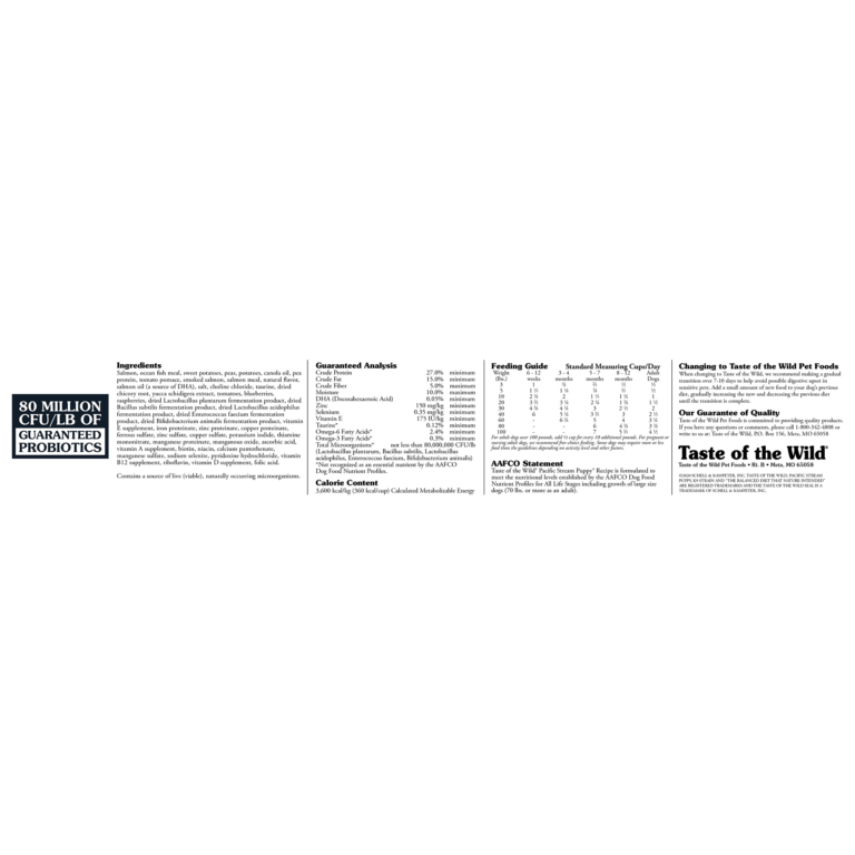 Taste of The Wild, Pacific Stream Puppy Recipe 2.27 Kg