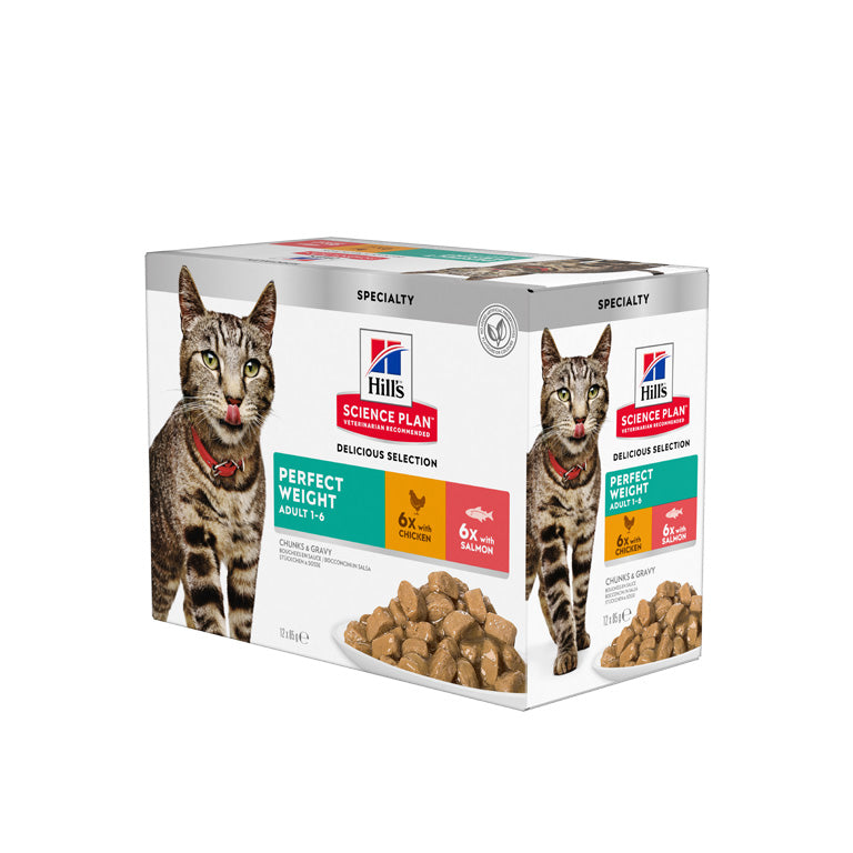 Hill’s Science Plan Perfect Weight Adult Cat Food With Chicken (12x85g)