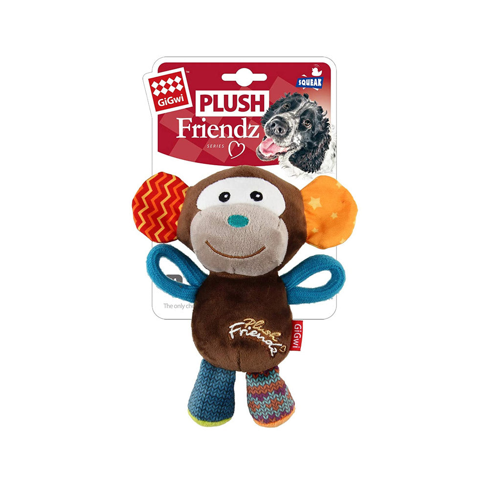 GiGwi Plush Friendz Squeaker Dog Toy – Monkey