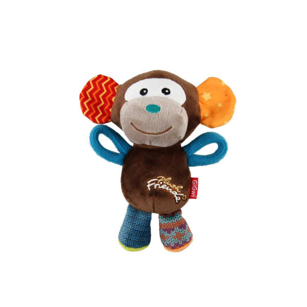 GiGwi Plush Friendz Squeaker Dog Toy – Monkey